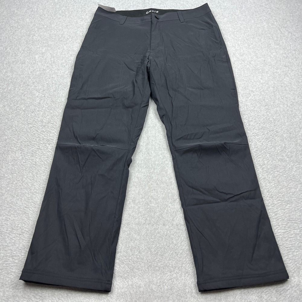 NEW Orvis Pants Mens 36x30 Black Caviar Fleece Lined Tech Stretch Hiking Outdoor